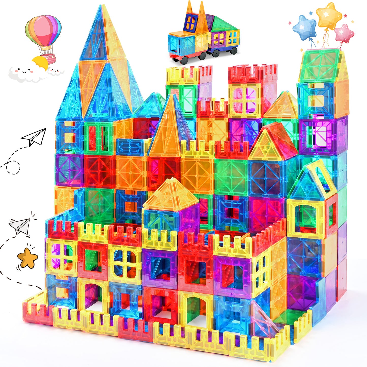 Magnetic Tiles 102pcs Building Blocks Stem Toys for 3+ Year Old Boys and Girls Montessori Toys Toddler Kids Gifts Parents Approved Sensory Toys