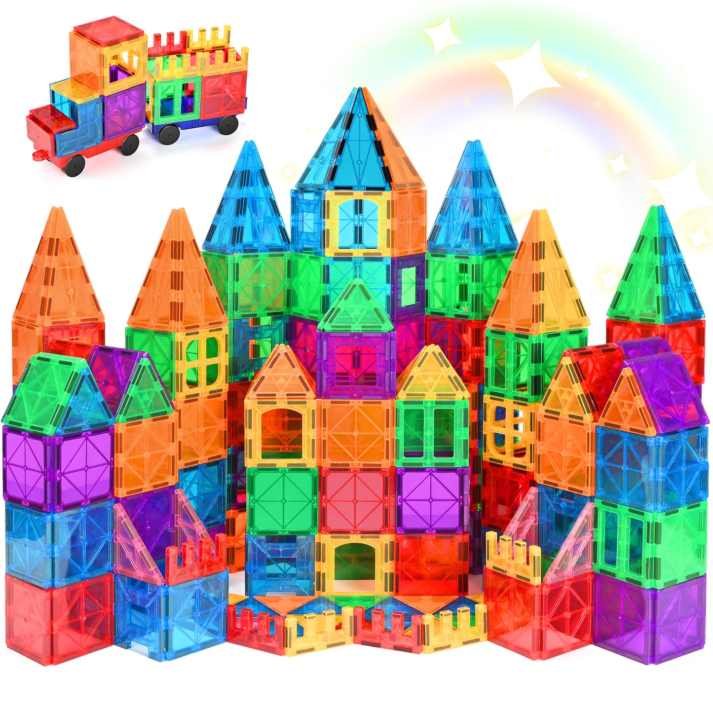 Magnetic Tiles 102pcs Preschool Learning Sensory Montessori Toys, Educational Toys for Toddlers Kids Ages 3+, 3D Magnet Building Blocks for Boys Girls