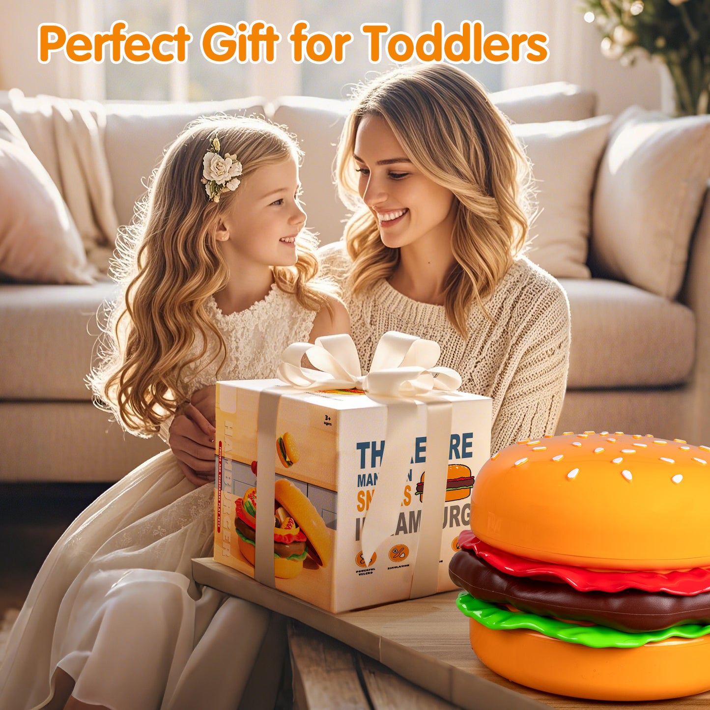 IYHN Play Food Toy for Kids Kitchen, 70pcs Cutting Pretend Food Toys for Toddlers, Play Kitchen Accessories with Hamburger Storage, Fake Food/Fried Chicken/Desert, Birthday Gifts for 3-5 Years Old