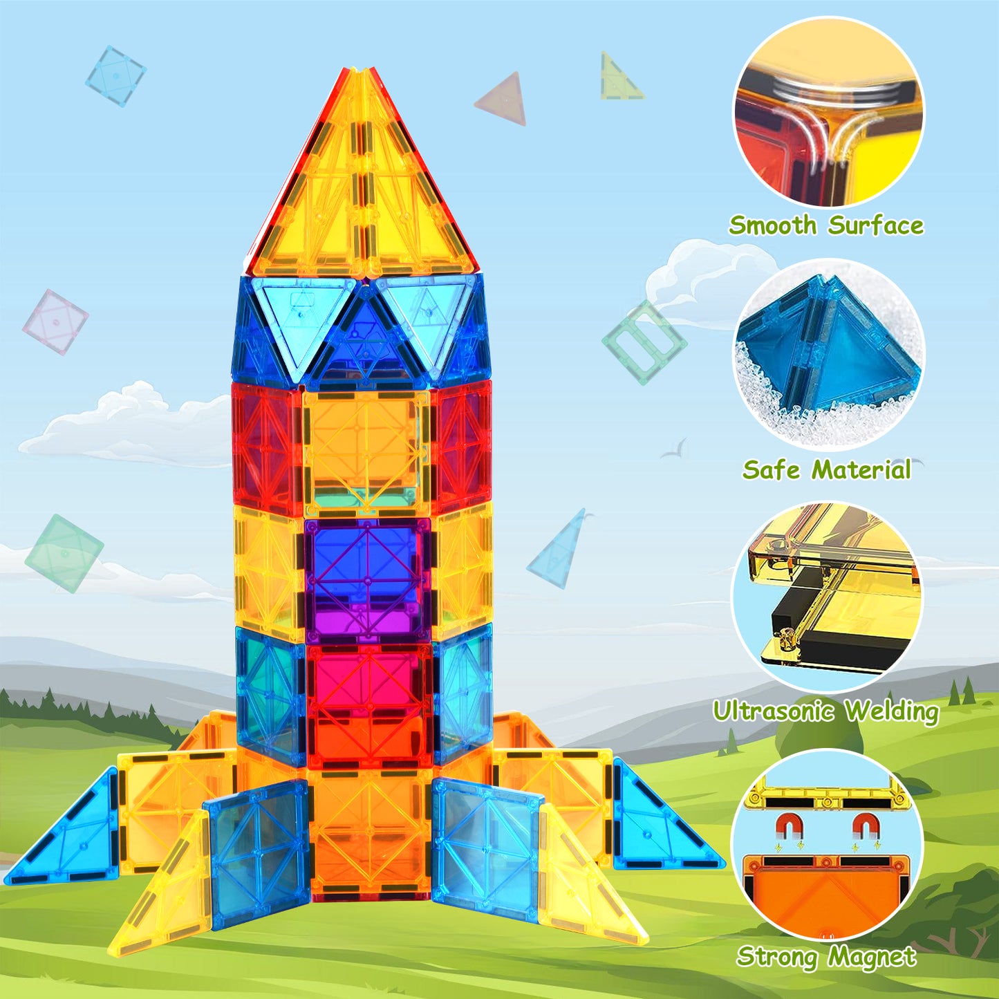 Magnetic Tiles Building Blocks Stem Toys for 3+ Year Old Boys and Girls Montessori Toys Toddler Kids Gifts Parents Approved Sensory Toys