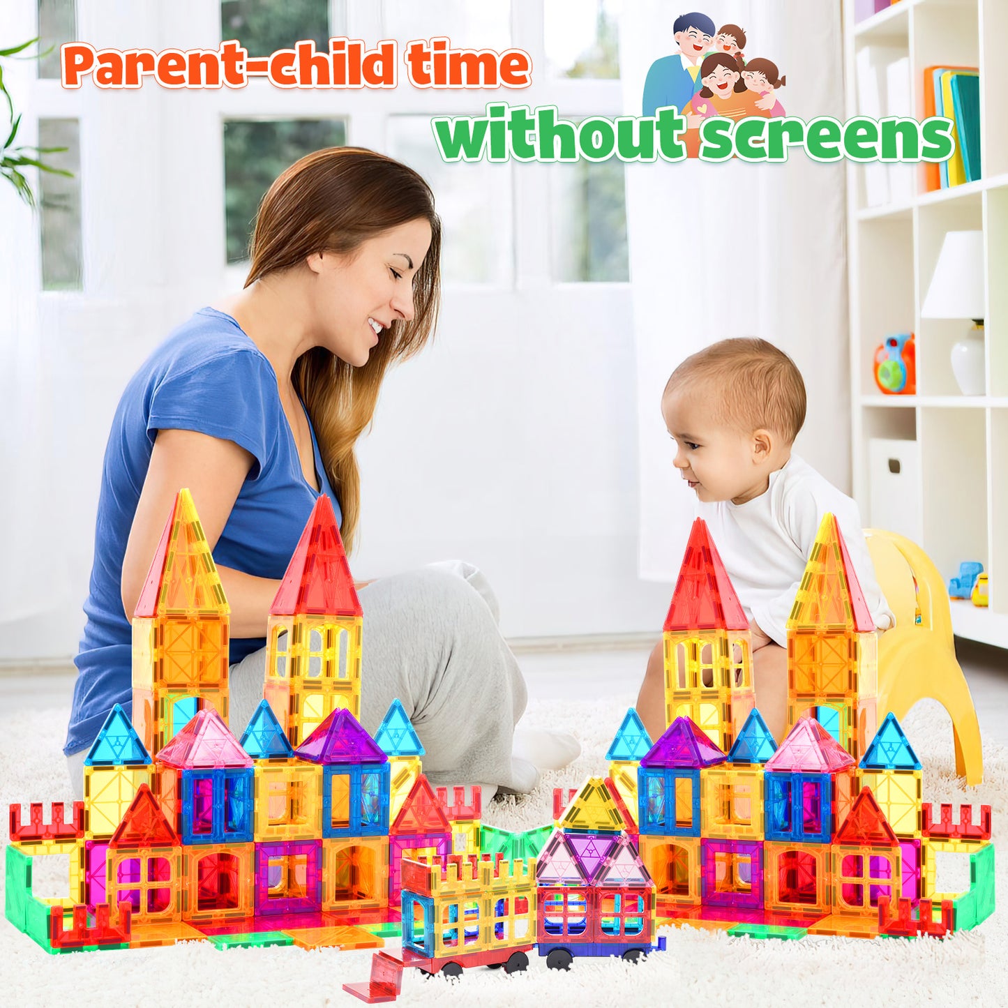 Magnetic Tiles 102pcs Building Blocks Stem Toys for 3+ Year Old Boys and Girls Montessori Toys Toddler Kids Gifts Parents Approved Sensory Toys