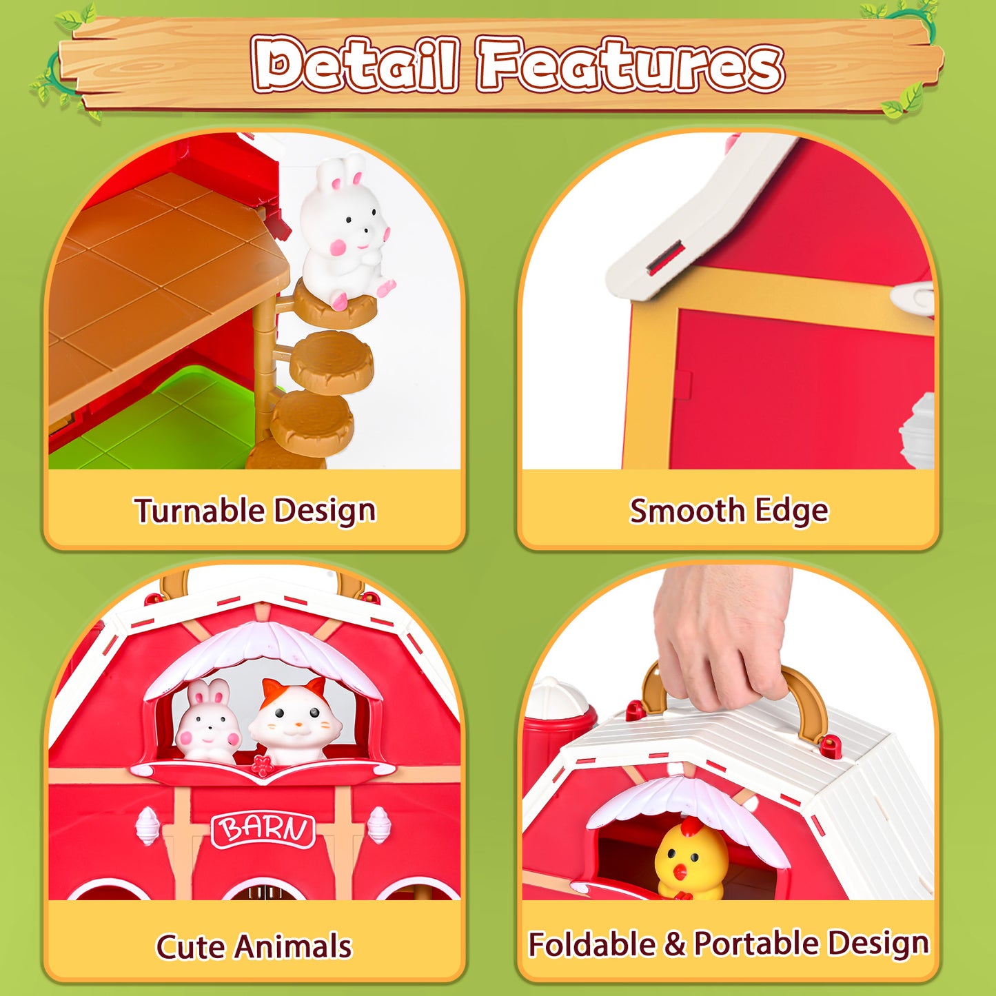 Big Red Barn Farm Animal Playset for Boys Girls, Learning Montessori Pretend Toys for 1 2 3 Years Old,Christmas Birthday Easter Gift for Baby Kids Toddlers Age 12-18 Months