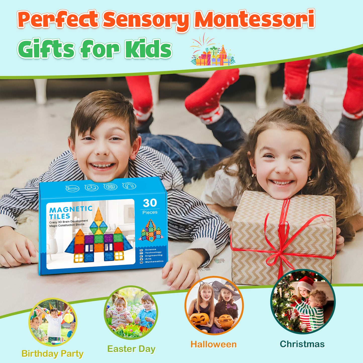 Magnetic Tiles Building Blocks Stem Toys for 3+ Year Old Boys and Girls Montessori Toys Toddler Kids Gifts Parents Approved Sensory Toys