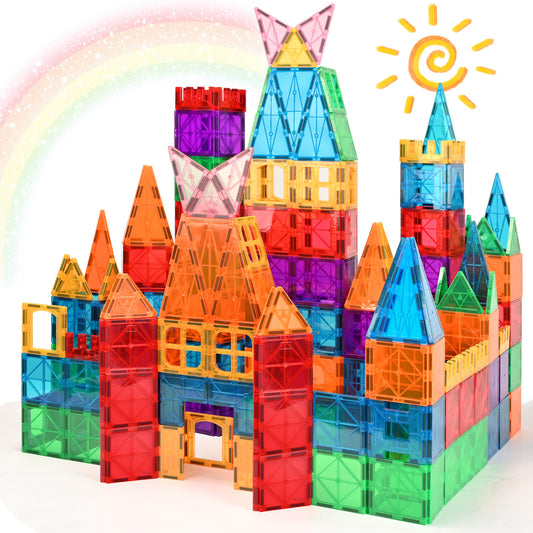 Magnetic Tiles Kids Toys, Magnetic Blocks Building Construction STEM Sensory Toys for Toddler, Preschool Learning Educational Games for Boys Girls Aged 3+, Classroom Must Haves