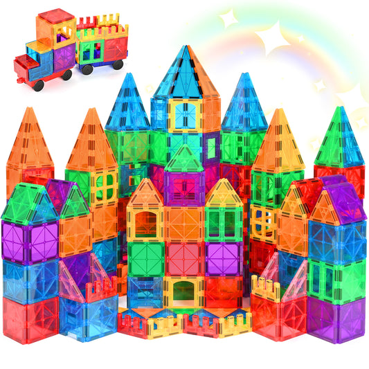 Magnetic Tiles 102pcs Preschool Learning Sensory Montessori Toys, Educational Toys for Toddlers Kids Ages 3+, 3D Magnet Building Blocks for Boys Girls