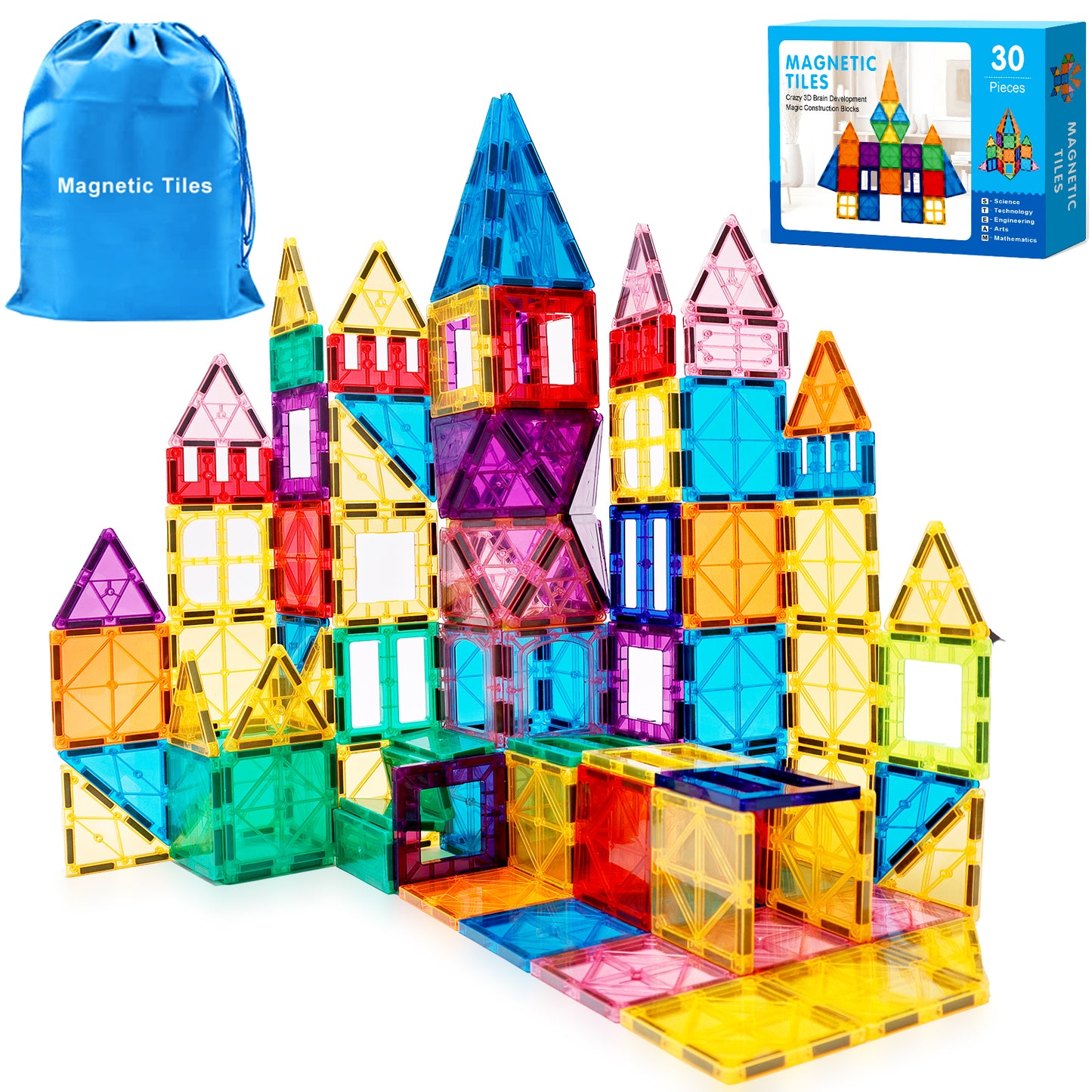 Magnetic Tiles Building Blocks Stem Toys for 3+ Year Old Boys and Girls Montessori Toys Toddler Kids Gifts Parents Approved Sensory Toys