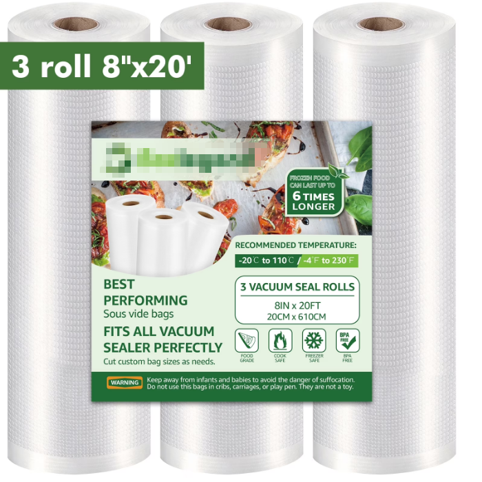 Vacuum Sealer Bags, 2 Pack 8''x50',11''x50 Combo Vacuum Seal Rolls for Food, 100 feet, Clear
