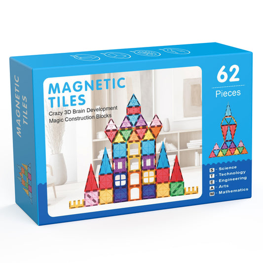 Magnetic Tiles Kids Toys, Magnetic Blocks Building Construction STEM Sensory Toys for Toddler, Preschool Learning Educational Games for Boys Girls Aged 3+, Classroom Must Haves