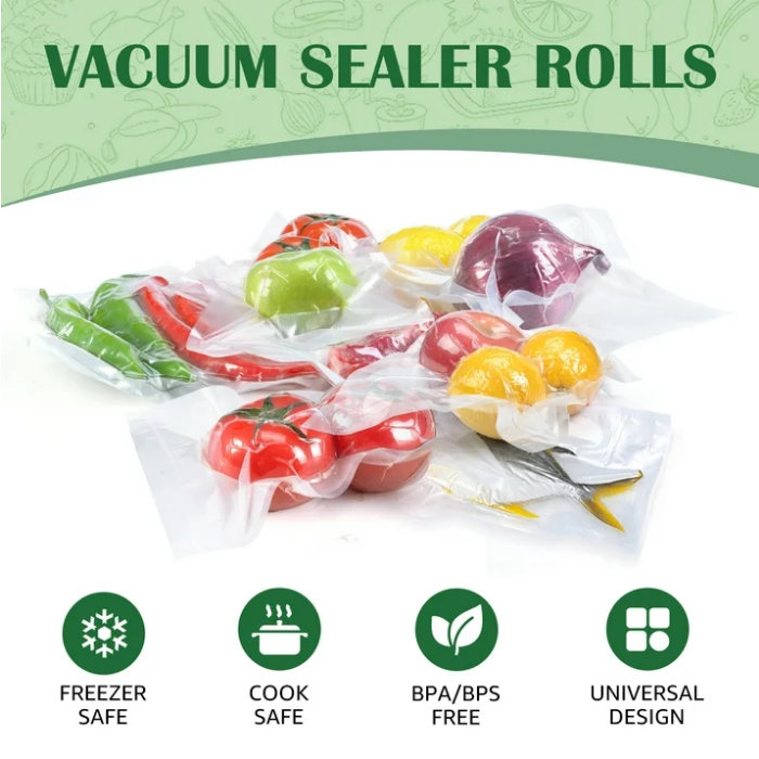 Vacuum Sealer Bags, 2 Pack 8''x50',11''x50 Combo Vacuum Seal Rolls for Food, 100 feet, Clear