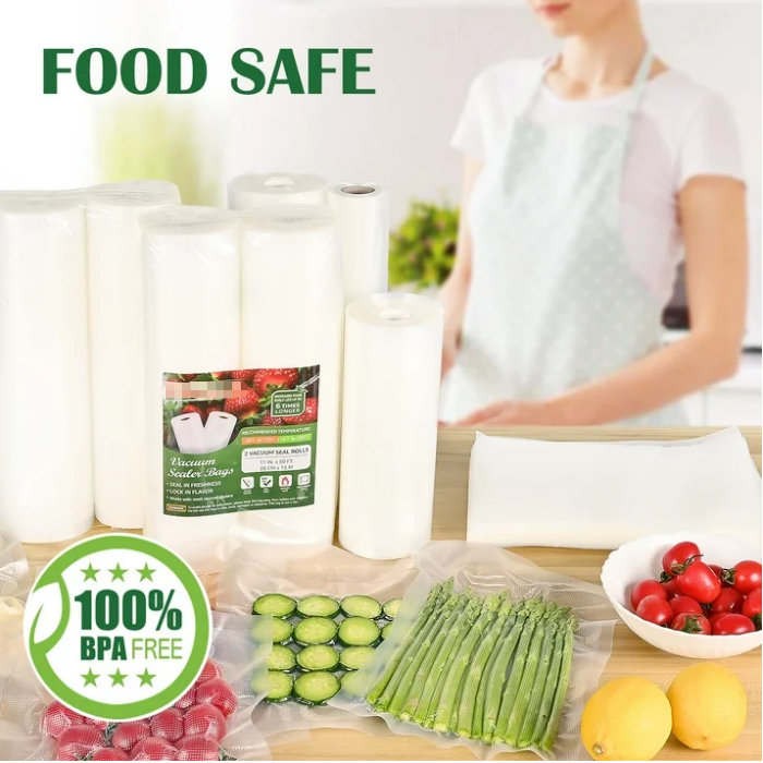 Vacuum Sealer Bags, 2 Pack 8''x50',11''x50 Combo Vacuum Seal Rolls for Food, 100 feet, Clear
