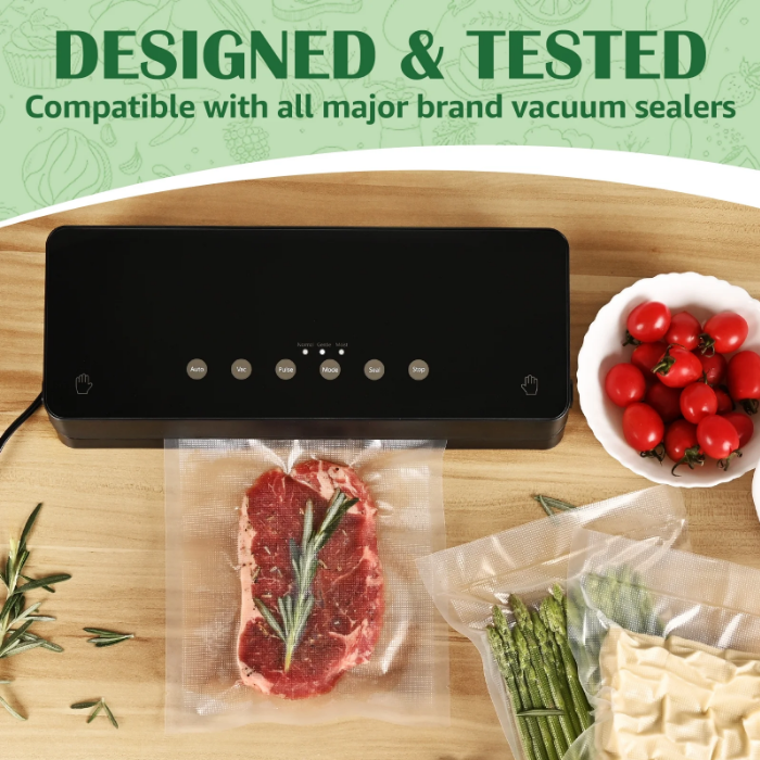 Vacuum Sealer Bags, 2 Pack 8''x50',11''x50 Combo Vacuum Seal Rolls for Food, 100 feet, Clear