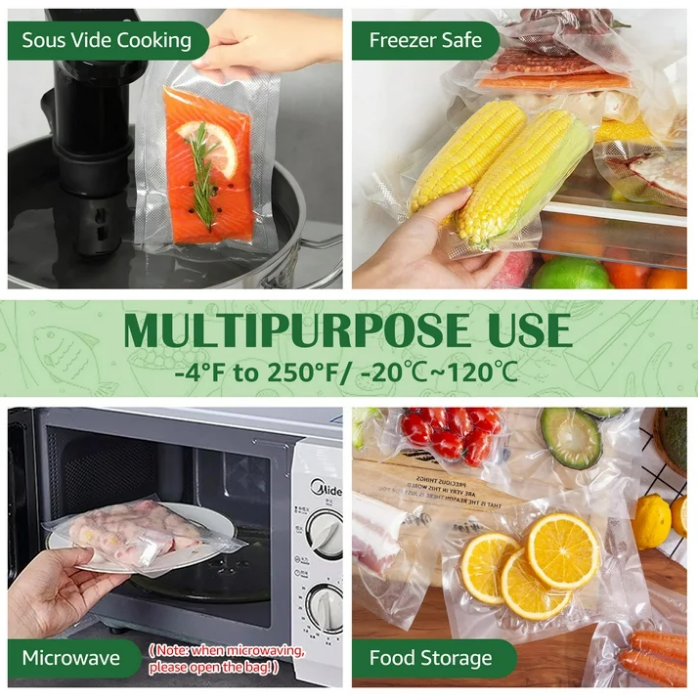 Vacuum Sealer Bags, 2 Pack 8''x50',11''x50 Combo Vacuum Seal Rolls for Food, 100 feet, Clear