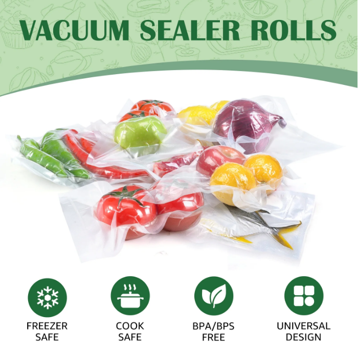 Vacuum Sealer Bags, 2 Pack 8''x50',11''x50 Combo Vacuum Seal Rolls for Food, 100 feet, Clear